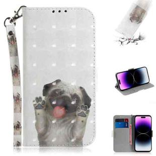 For iPhone 14 Pro Max 3D Colored Horizontal Flip Leather Phone Case (Pug)