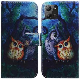 For Infinix Hot 11 2022 Coloured Drawing Leather Phone Case(Oil Painting Owl)