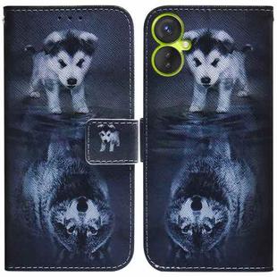 For Tecno Spark 9 Pro Coloured Drawing Leather Phone Case(Wolf and Dog)