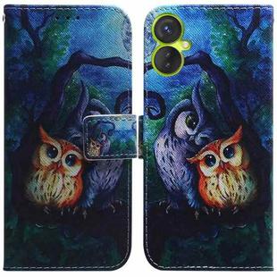 For Tecno Spark 9 Pro Coloured Drawing Leather Phone Case(Oil Painting Owl)