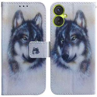 For Tecno Spark 9 Pro Coloured Drawing Leather Phone Case(White Wolf)