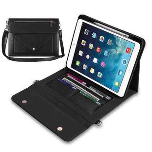 3-fold Zipper Leather Tablet Case Crossbody Pocket Bag For iPad mini 5 / 4 / 3 / 2 / 1(Black)