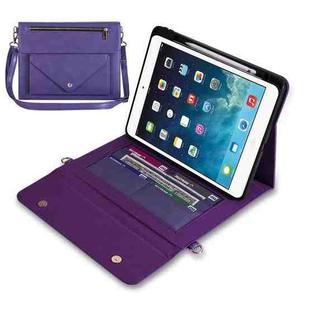 3-fold Zipper Leather Tablet Case Crossbody Pocket Bag For iPad mini 5 / 4 / 3 / 2 / 1(Purple)