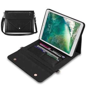 3-fold Zipper Leather Tablet Case Crossbody Pocket Bag For iPad 9.7 2018 & iPad 9.7 2017 & Air 2 & Air(Black)