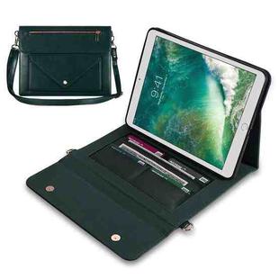 3-fold Zipper Leather Tablet Case Crossbody Pocket Bag For iPad 9.7 2018 & iPad 9.7 2017 & Air 2 & Air(Green)