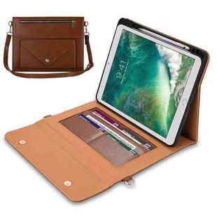 3-fold Zipper Leather Tablet Case Crossbody Pocket Bag For iPad 10.2 2019 / 2020 / 2021 / Air 2019 10.5(Brown)