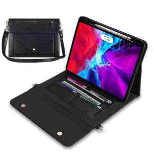 3-fold Zipper Leather Tablet Case Crossbody Pocket Bag For iPad Pro 11 2018 / 2020 / 2021(Black)