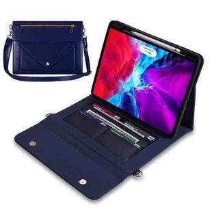 3-fold Zipper Leather Tablet Case Crossbody Pocket Bag For iPad Pro 11 2018 / 2020 / 2021(Blue)