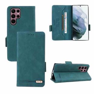 For Samsung Galaxy S22 Ultra 5G Magnetic Clasp Flip Leather Phone Case(Green)