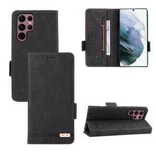 For Samsung Galaxy S22 Ultra 5G Magnetic Clasp Flip Leather Phone Case(Black)