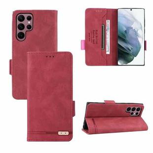 For Samsung Galaxy S22 Ultra 5G Magnetic Clasp Flip Leather Phone Case(Red)