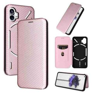 For Nothing Phone 1 Carbon Fiber Texture Flip Leather Phone Case(Pink)