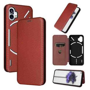 For Nothing Phone 1 Carbon Fiber Texture Flip Leather Phone Case(Brown)