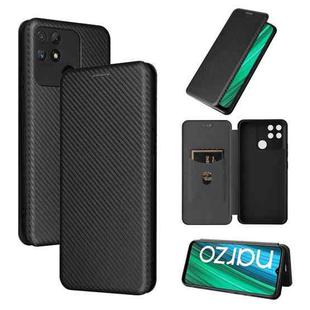 For Realme Narzo 50A Carbon Fiber Texture Flip Leather Phone Case(Black)