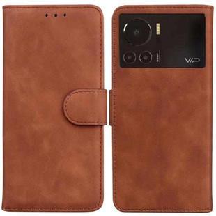 For Infinix Note 12 VIP Skin Feel Pure Color Flip Leather Phone Case(Brown)