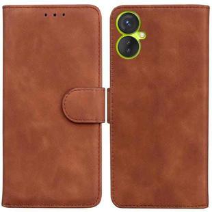 For Tecno Spark 9 Pro Skin Feel Pure Color Flip Leather Phone Case(Brown)