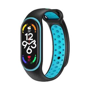 For Xiaomi Mi Band 7 Two-color Silicone Watch Band(Black+Blue)