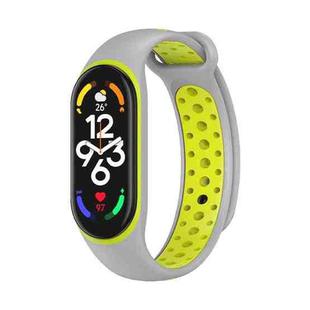 For Xiaomi Mi Band 7 Two-color Silicone Watch Band(Grey+Lime)