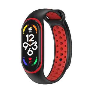 For Xiaomi Mi Band 7 Two-color Silicone Watch Band(Black+Red)