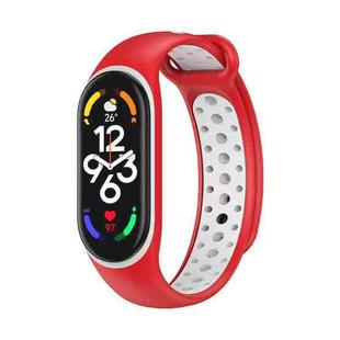 For Xiaomi Mi Band 7 Two-color Silicone Watch Band(Red+White)
