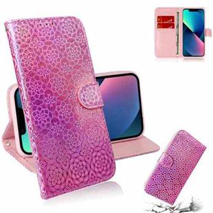 For iPhone 14 Colorful Magnetic Buckle Leather Phone Case (Pink)