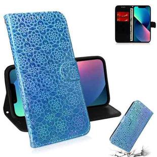For iPhone 14 Plus Colorful Magnetic Buckle Leather Phone Case (Blue)