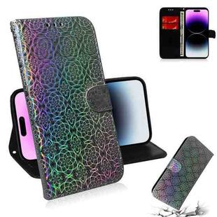 For iPhone 14 Pro Colorful Magnetic Buckle Leather Phone Case(Silver)