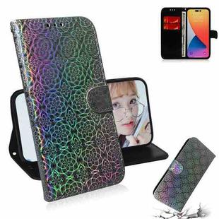 For iPhone 14 Pro Max Colorful Magnetic Buckle Leather Phone Case (Silver)