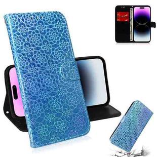 For iPhone 14 Pro Max Colorful Magnetic Buckle Leather Phone Case (Blue)