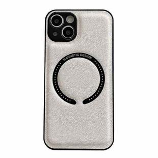 For iPhone 14 Litchi Texture Magsafe Magnetic Phone Case (White)