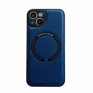 For iPhone 14 Plus Litchi Texture Magsafe Magnetic Phone Case (Blue)