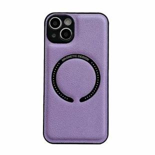 For iPhone 14 Plus Litchi Texture Magsafe Magnetic Phone Case (Purple)