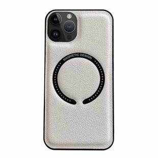 For iPhone 14 Pro Max Litchi Texture Magsafe Magnetic Phone Case (White)