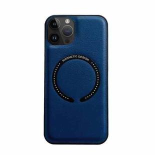 For iPhone 14 Pro Max Litchi Texture Magsafe Magnetic Phone Case (Blue)