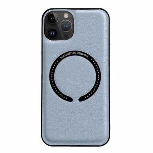 For iPhone 14 Pro Max Litchi Texture Magsafe Magnetic Phone Case (Sierra Blue)