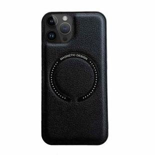 For iPhone 14 Pro Max Litchi Texture Magsafe Magnetic Phone Case (Black)