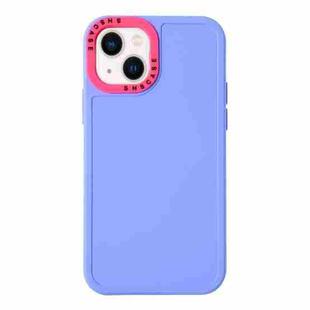 For iPhone 14 Color Contrast Lens Frame TPU Phone Case (Purple+Rose Red)