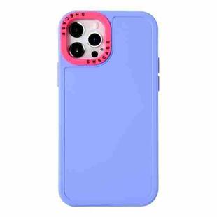 For iPhone 14 Pro Color Contrast Lens Frame TPU Phone Case(Purple+Rose Red)