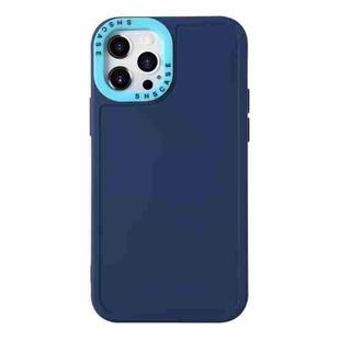 For iPhone 14 Pro Color Contrast Lens Frame TPU Phone Case(Sapphire Blue+Sky Blue)