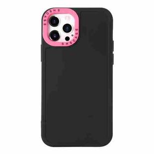 For iPhone 14 Pro Max Color Contrast Lens Frame TPU Phone Case (Black+Rose Red)