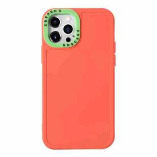 For iPhone 14 Pro Max Color Contrast Lens Frame TPU Phone Case (Orange+Green)