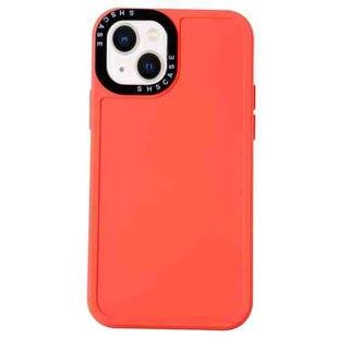 For iPhone 14 Black Lens Frame TPU Phone Case (Orange)