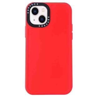 For iPhone 14 Black Lens Frame TPU Phone Case (Red)