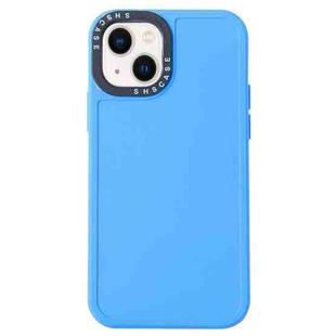 For iPhone 14 Black Lens Frame TPU Phone Case (Sky Blue)