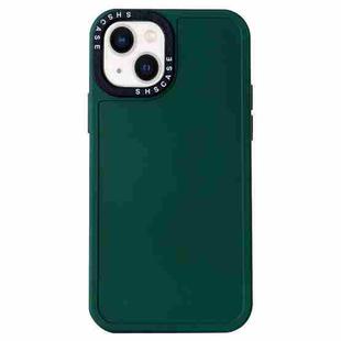 For iPhone 14 Plus Black Lens Frame TPU Phone Case (Dark Green)