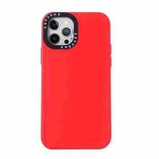 For iPhone 14 Pro Max Black Lens Frame TPU Phone Case (Red)