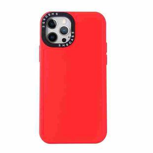 For iPhone 12 Black Lens Frame TPU Phone Case(Red)