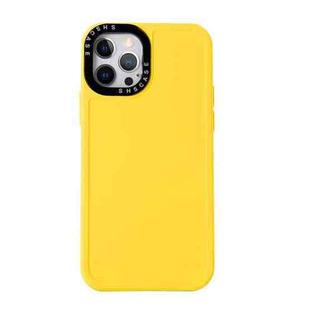 For iPhone 12 Black Lens Frame TPU Phone Case(Yellow)