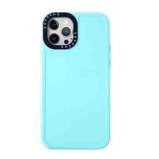 For iPhone 12 Black Lens Frame TPU Phone Case(Lake Blue)