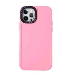For iPhone 12 Pro Max Black Lens Frame TPU Phone Case(Pink)